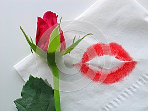 A rose and a lipstick kiss photo