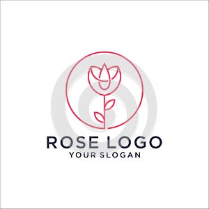 Rose logo design with a line style