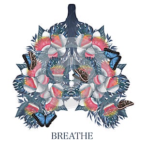 Rose Mallee flowers. Summer bouquet. Lungs art. Just breathe