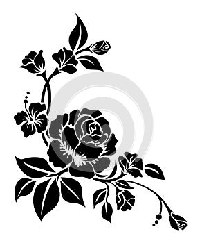 Rose motif,Flower design elements vector. Flower vintage Baroque Victorian floral ornament.