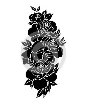 Rose motif,Flower design elements vector. Flower vintage Baroque Victorian floral ornament.