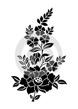 Rose motif, Flower design elements vector. Flower vintage Baroque Victorian floral ornament.