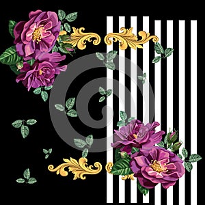 Rose pattern.Silk scarf design, fashion textile.