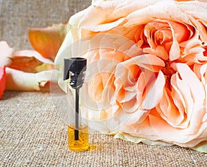 Rose perfumed oil. Arab perfume in mini bottles.