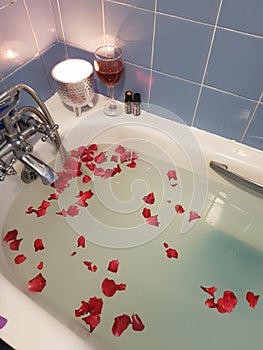 Rose petal in bath