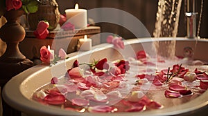 Rose petal bubble bath