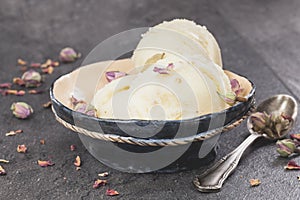 Rose Petal Ice Cream, close up