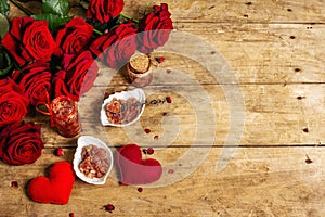 Rose petal jam with romantic decoration