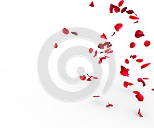 Rose petals falling on a surface