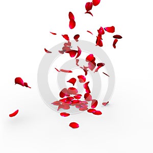 Rose petals falling on a surface photo