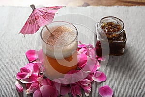 sharbat. juice. rose petals soft drink. gulkand sharbat. photo