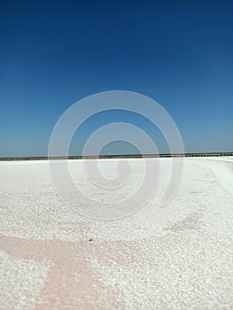 Rose or pink salt beautiful lake with healthy mad