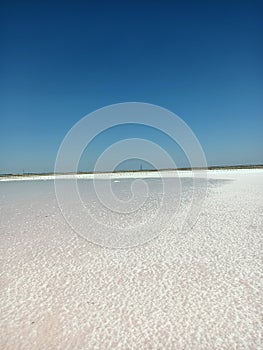 Rose or pink salt beautiful lake with healthy mad