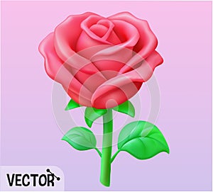 Valentine's Day_ Delicate Rose_ 3D plastic style