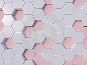 Rose Quartz abstract 3d hexagon background bee hive