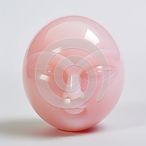 Rose quartz ball with an etched design of a calm meditative face. Minimalist art. Generative AI