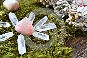 Rose Quartz Crystals and White Sage Smudge Sticks