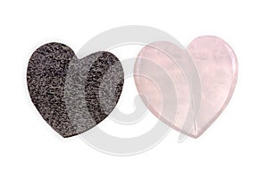 Rose quartz heart and black foam heart