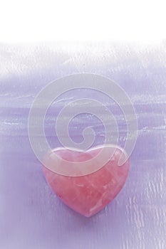 Rose Quartz Heart with Lavender background