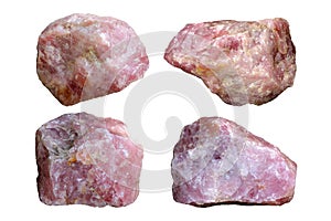 Rose quartz mineral stone isolated on white