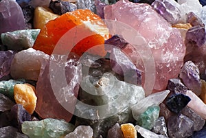 Rose quartz and other crystals