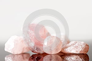 Rose quartz uncut and polished, crystal healing for love and heart