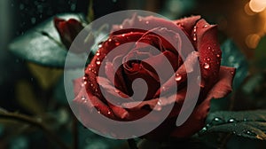 Rose in the rain created with generative AI technology