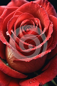 Rose Reborn: Raindrops on a Striking Red Blossom