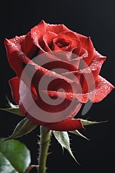 Rose Reborn: Raindrops on a Striking Red Blossom