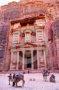 Rose Red Treasury Afternoon Camels Siq Petra Jordan