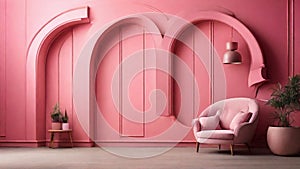 Rose Romance: A Romantic Wall Design Against a Blushing Pink Background, Radiating Love, Affection, and Timeless Romance - AI Gene