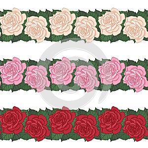 Rose seamless border set