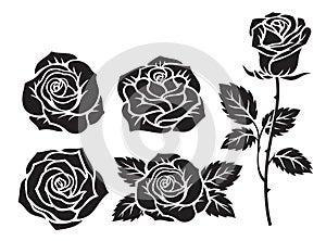 Rose silhouette black color vector illustration