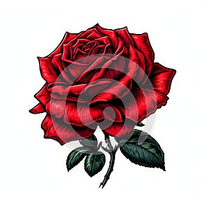 Single red rose illustration on white background