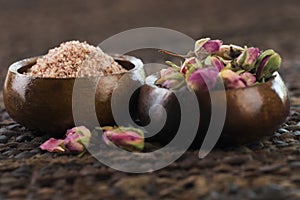 Rose sugar with flowers