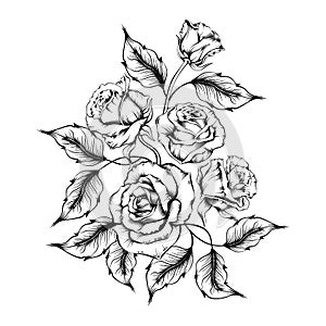 Rose tattoo. Silhouette of roses