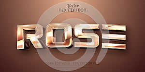 Rose text, shiny rose gold color style editable text effect