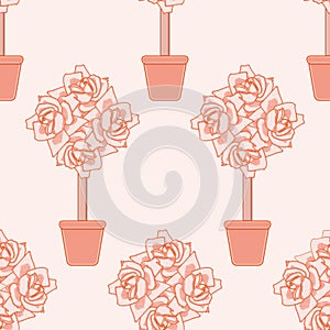 Rose Topiary Vector Repeat Pattern