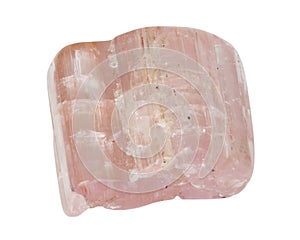 Rose tourmaline crystal macro isolated