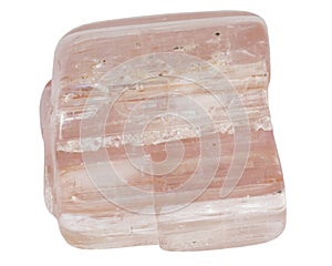 Rose tourmaline crystal macro isolated