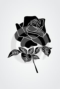 Rose tribal tatto vector black white illustration