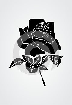 Rose tribal tatto vector black white illustration photo