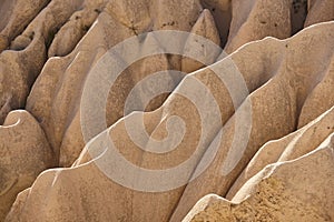 Rose valley view. Picturesque rock formation. Cappadocia, Turkey