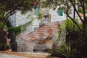 Rose Village, Lustica peninsula, Kotor Bay, Montenegro. Church Gospe od Karmena (Ladies of Carmen)