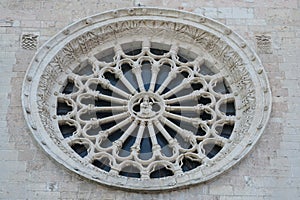 Rose window of the Church of San Francesco, Cascia, Umbria region, Italy photo