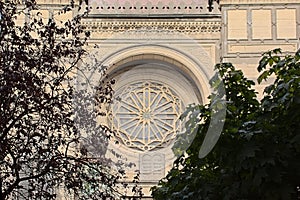 Rose window Hollandse Synagoge in Antwerp, Belgium