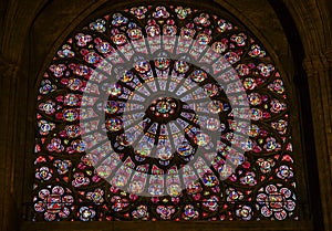 Rose Window Mary Jesus Stained Glass Notre Dame Paris France