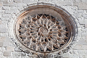 The Rose Window of Santo Agostinho da Graca church is the largest carved of a single stone slab in Portugal photo