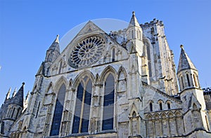 The Rose Window and South Transept, at York Minster, York, North Yorkshire, England.