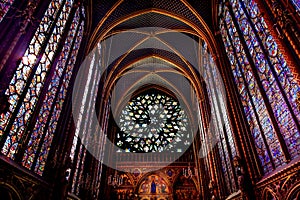 Rose Window Stained Glass Cathedral Sainte Chapelle Paris France